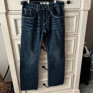 BKE Men's Deep Indigo Straight Jeans